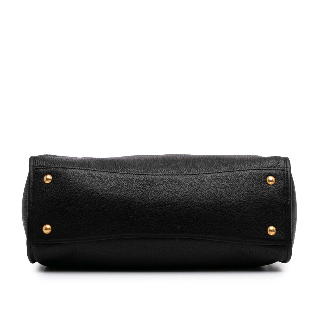 Vitello Phenix Convertible Satchel Black - Gaby Paris