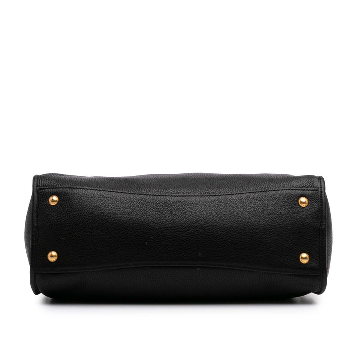 Vitello Phenix Convertible Satchel Black - Gaby Paris
