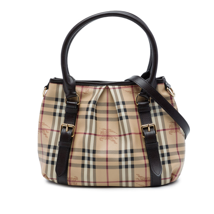 Burberry Sac à main Haymarket Check Northfield Petit Toile enduite Beige – vue principale – GABY PARIS