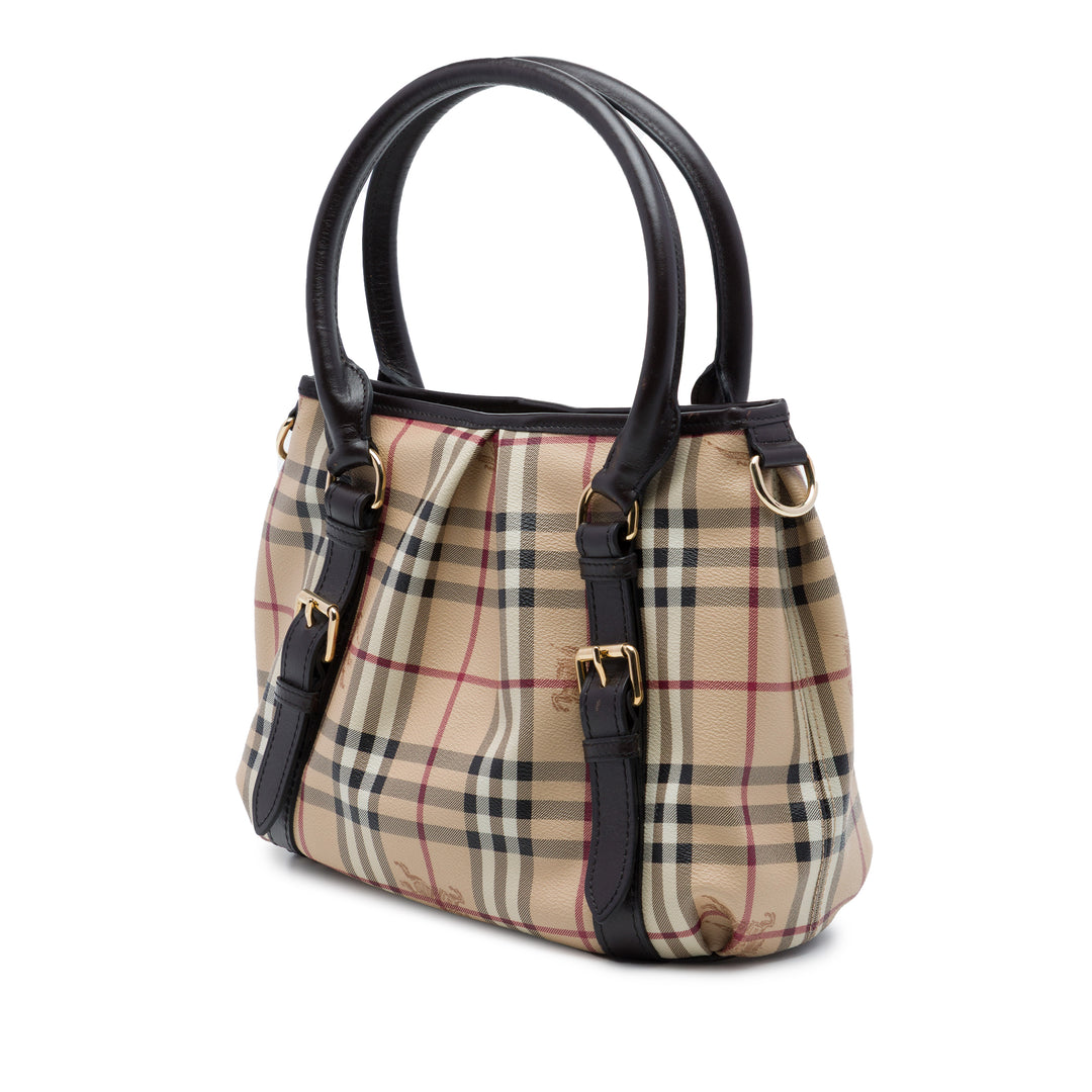 Burberry Sac à main Haymarket Check Northfield Petit Toile enduite Beige – vue 2 – GABY PARIS