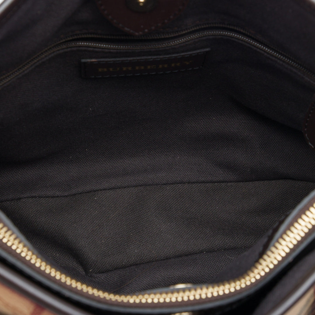 Burberry Sac à main Haymarket Check Northfield Petit Toile enduite Beige – vue 4 – GABY PARIS