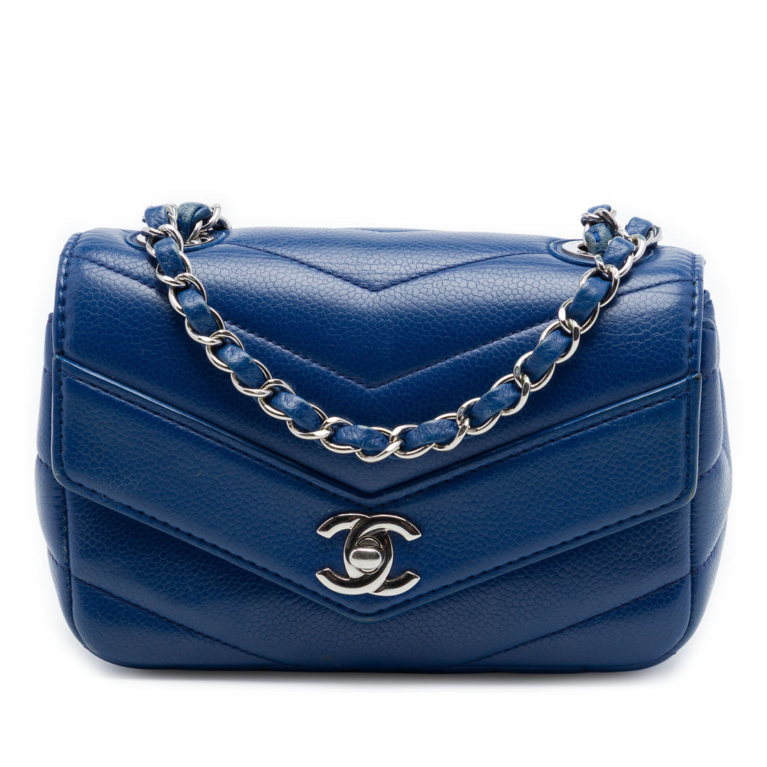 Chanel Mini Caviar Chevron Data Center Envelope à rabat