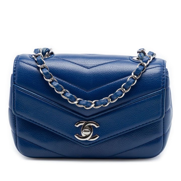 Chanel Mini Caviar Chevron Data Center Envelope à rabat