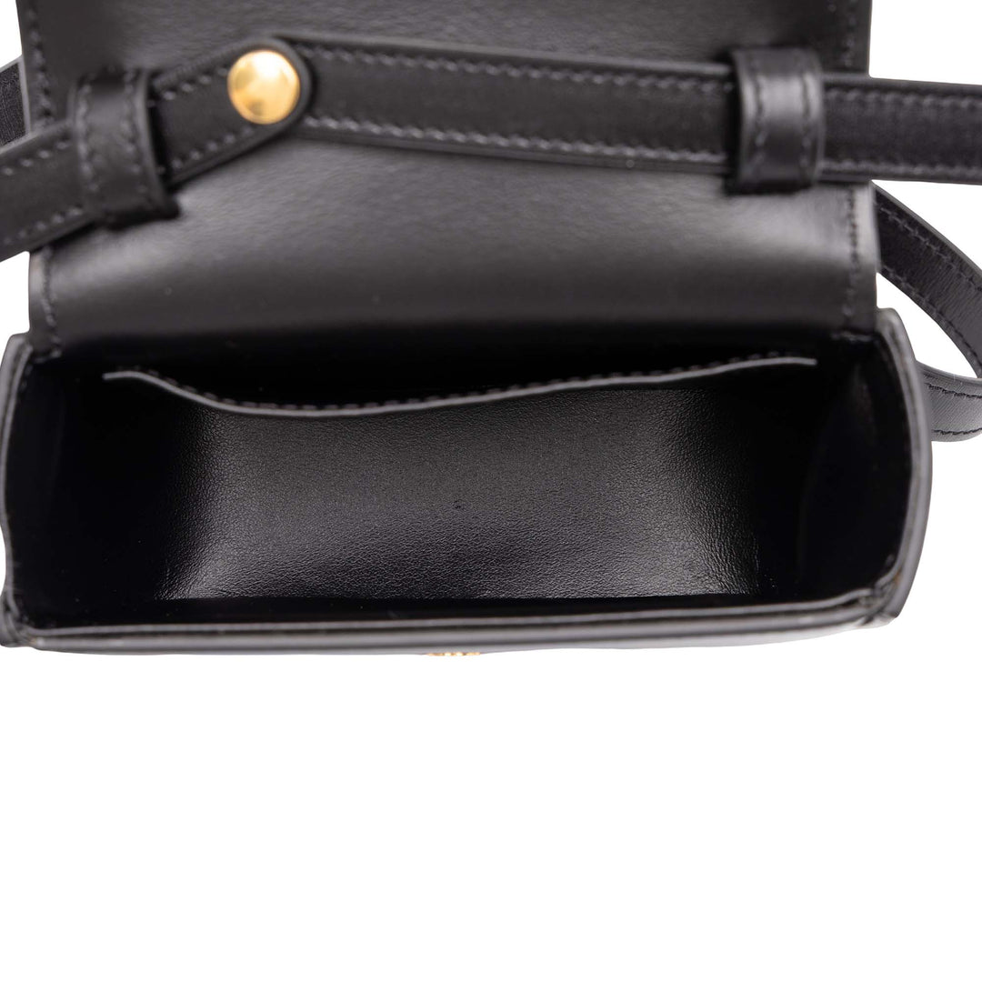 Celine Sac bandoulière brillant Triomphe Mini Cuir de veau Noir – vue 4 – GABY PARIS