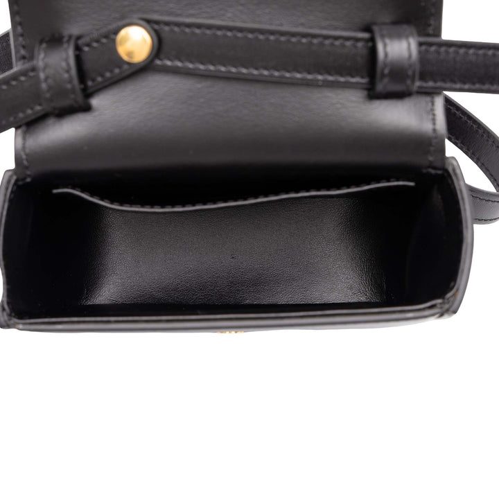 Celine Sac bandoulière brillant Triomphe Mini Cuir de veau Noir – vue 4 – GABY PARIS