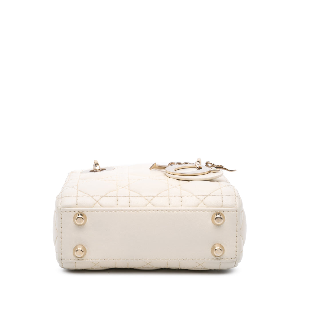 Dior Micro Cuir d’agneau Cannage Lady Dior Blanc – GABY PARIS Authentique