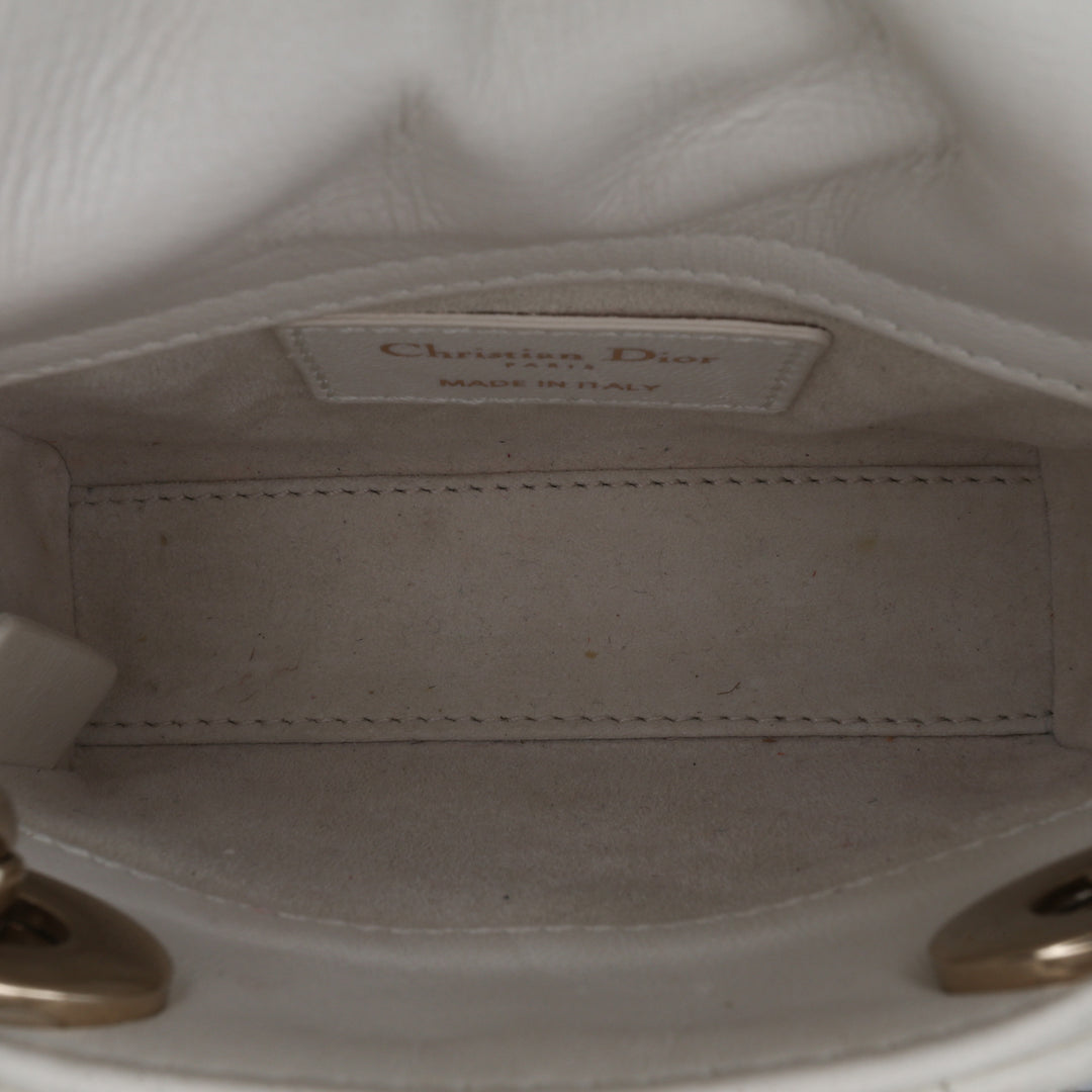 Dior Micro Cuir d’agneau Cannage Lady Dior Blanc – GABY PARIS Authentique