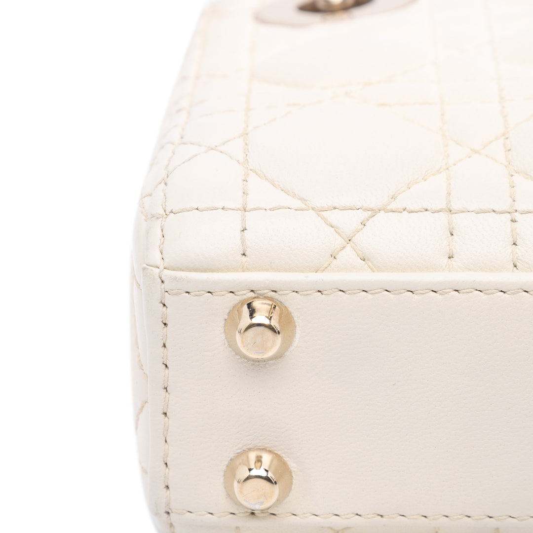 Dior Micro Cuir d’agneau Cannage Lady Dior Blanc – GABY PARIS Authentique