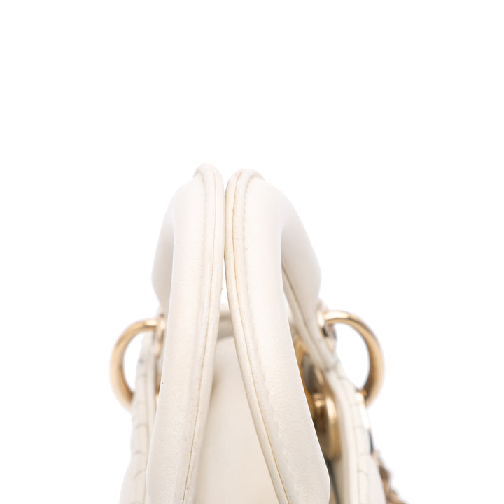 Dior Micro Cuir d’agneau Cannage Lady Dior Blanc – GABY PARIS Authentique