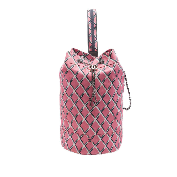 Chanel Imprimé Coco Beach Cordon Sling Sac Rose