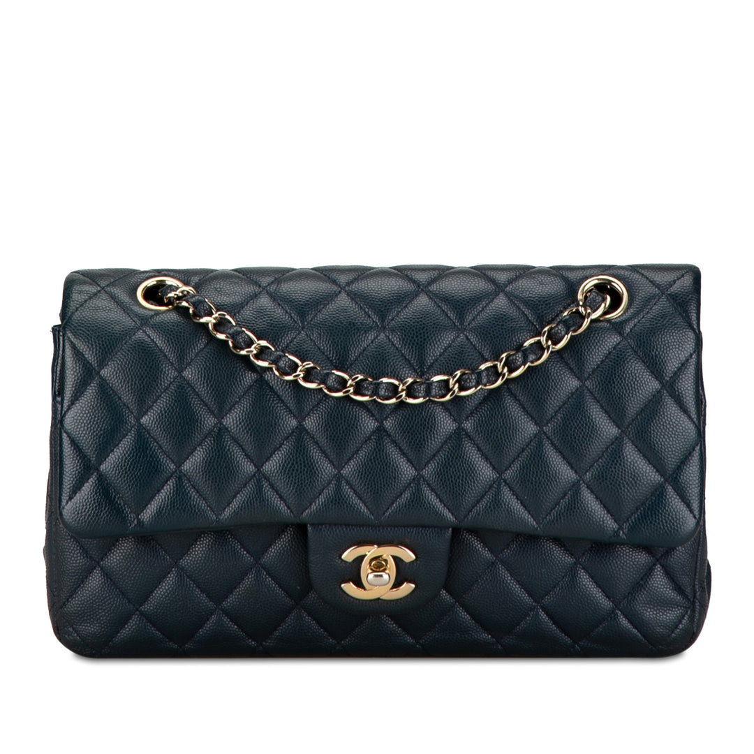 Medium Classic Caviar Double Flap Blue - Gaby Paris