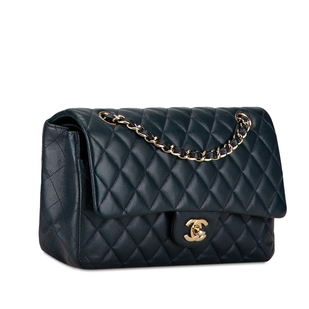 Medium Classic Caviar Double Flap Blue - Gaby Paris