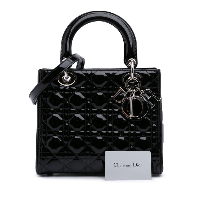 Medium Patent Cannage Lady Dior Black - Gaby Paris