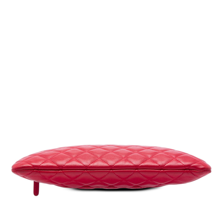 Matelassé O Étui Pochette Moyen Cuir d'agneau Rouge