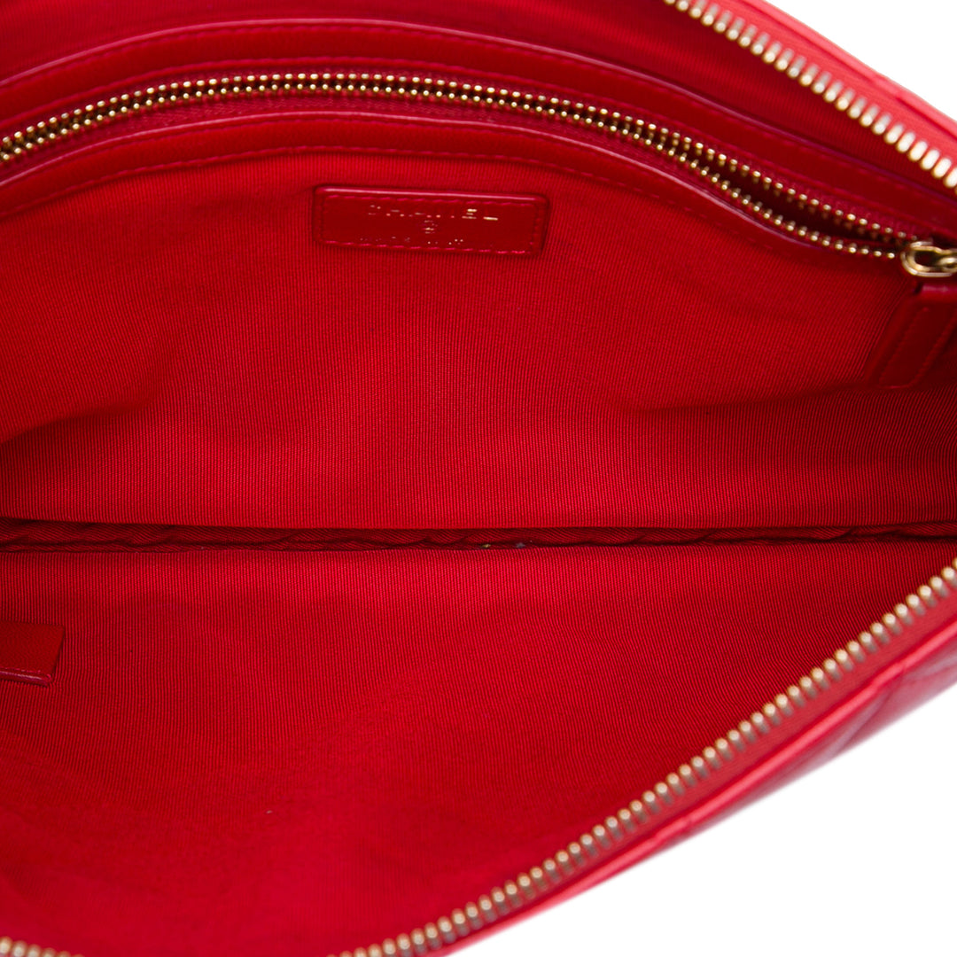 Matelassé O Étui Pochette Moyen Cuir d'agneau Rouge