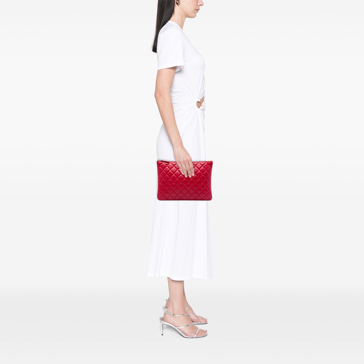 Matelassé O Étui Pochette Moyen Cuir d'agneau Rouge