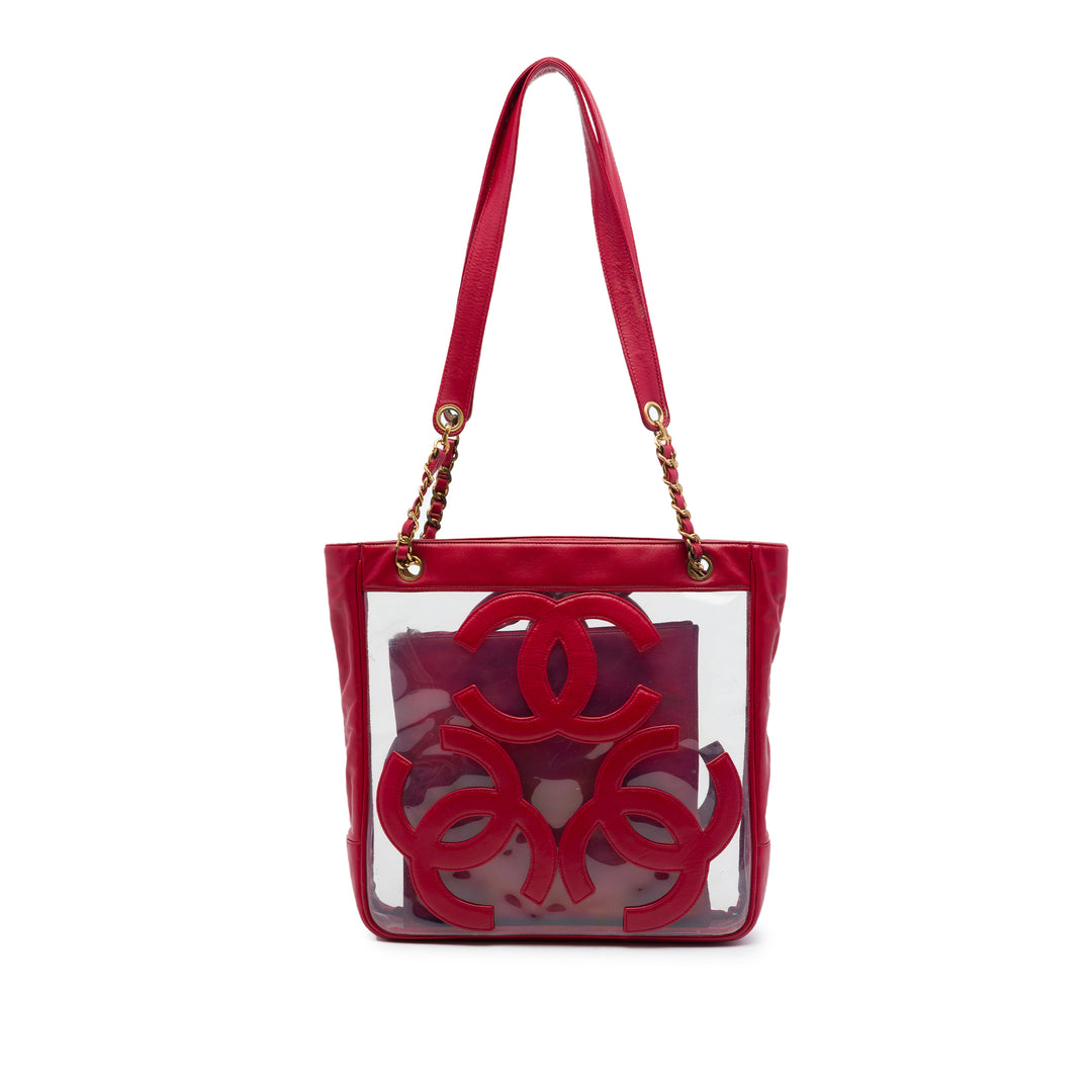 Chanel Triple CC Vinyl et Cuir d’agneau Cabas