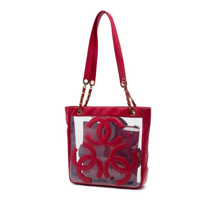 Chanel Triple CC Vinyl et Cuir d’agneau Cabas