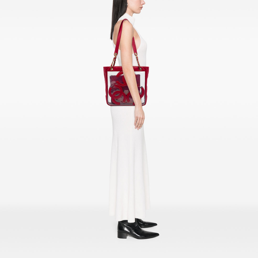 Chanel Triple CC Vinyl et Cuir d’agneau Cabas
