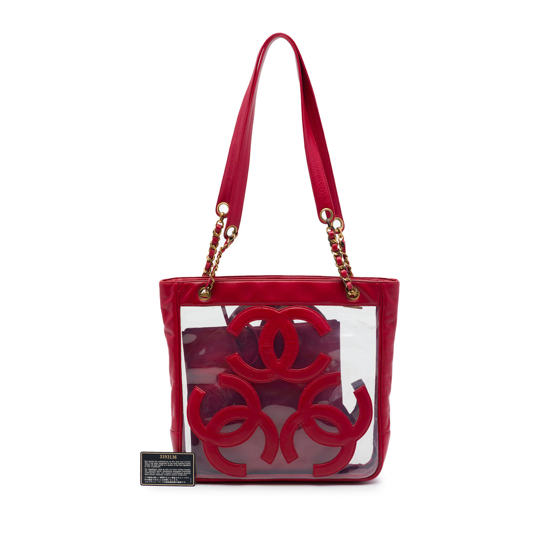 Chanel Triple CC Vinyl et Cuir d’agneau Cabas