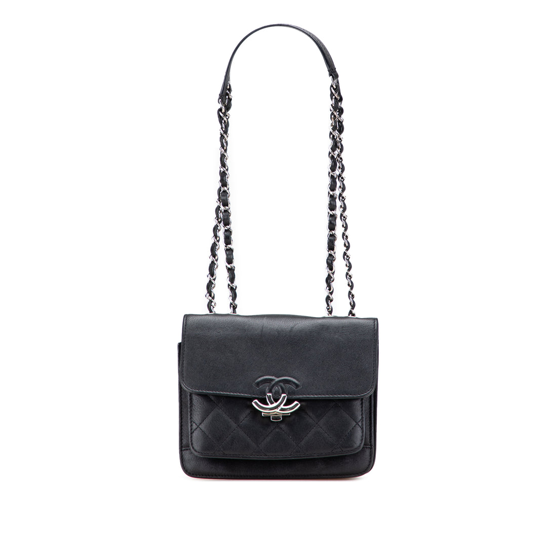 Chanel Matelassé CC Boîte à rabat Petit Cuir de chèvre