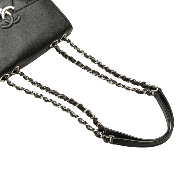 Chanel Matelassé CC Boîte à rabat Petit Cuir de chèvre