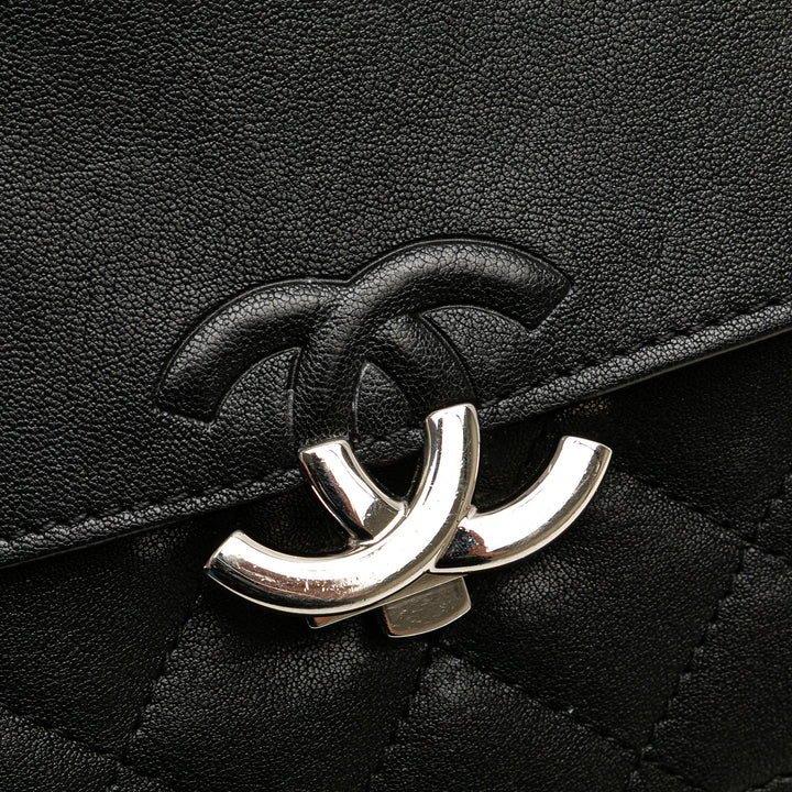 Chanel Matelassé CC Boîte à rabat Petit Cuir de chèvre