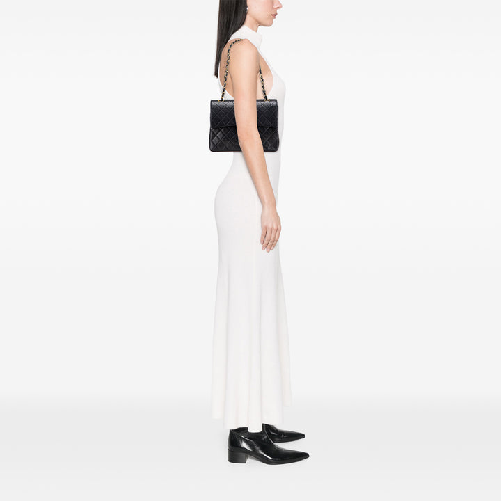 Medium Tall Classic Lambskin Double Flap Black - Gaby Paris