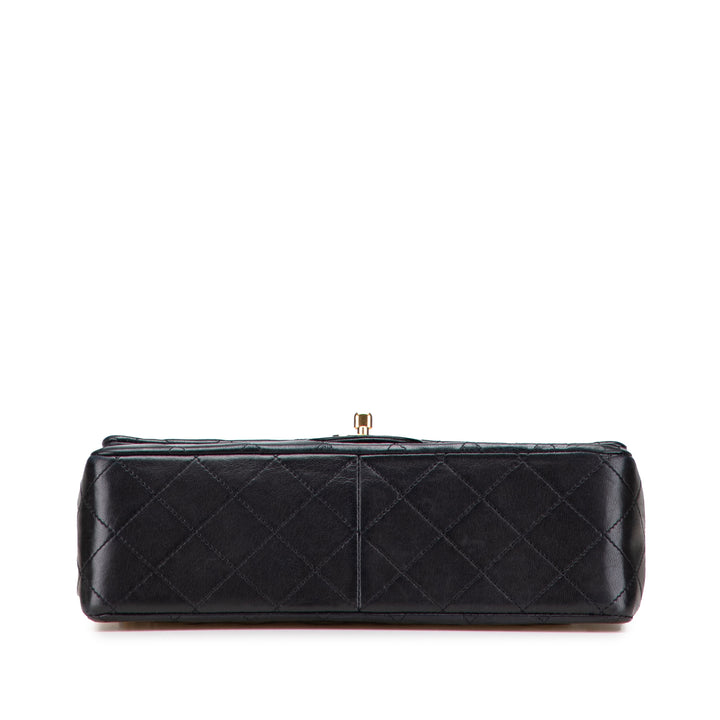 Medium Tall Classic Lambskin Double Flap Black - Gaby Paris