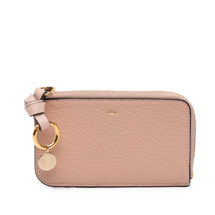 Chloé Grained Cuir Alphabet Zip Card Holder