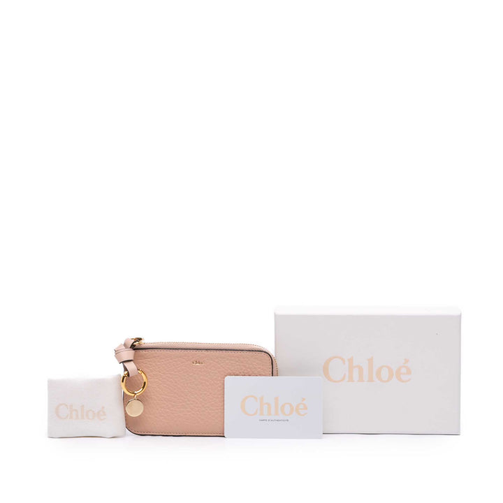 Chloé Grained Cuir Alphabet Zip Card Holder