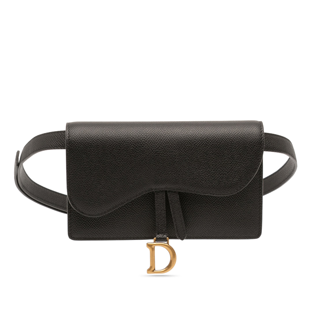 Dior grainé Saddle Ceinture Pochette Cuir de veau grainé Noir – vue principale – GABY PARIS