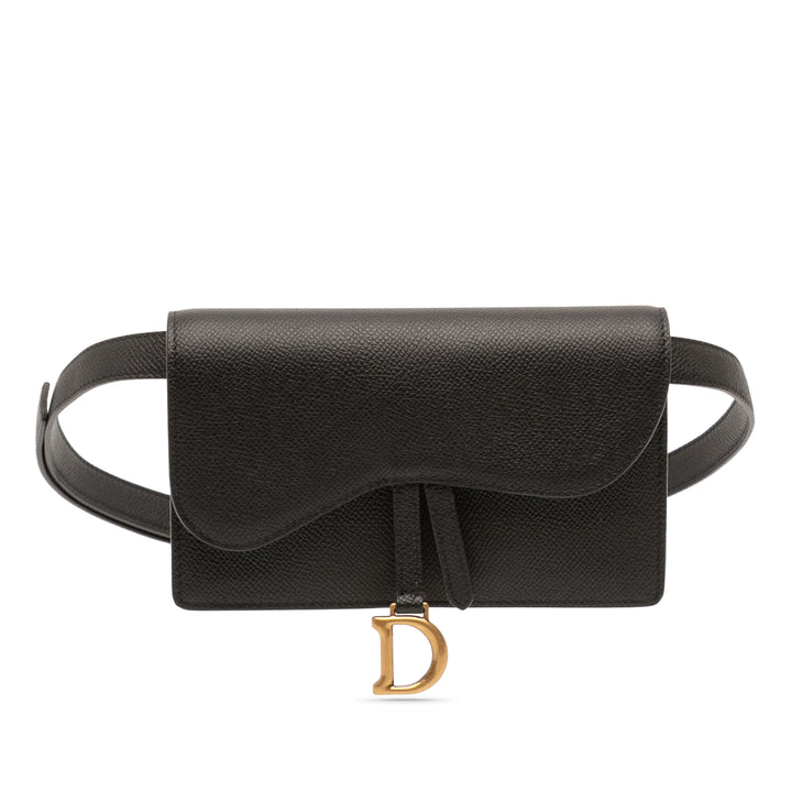 Dior grainé Saddle Ceinture Pochette Cuir de veau grainé Noir – vue principale – GABY PARIS