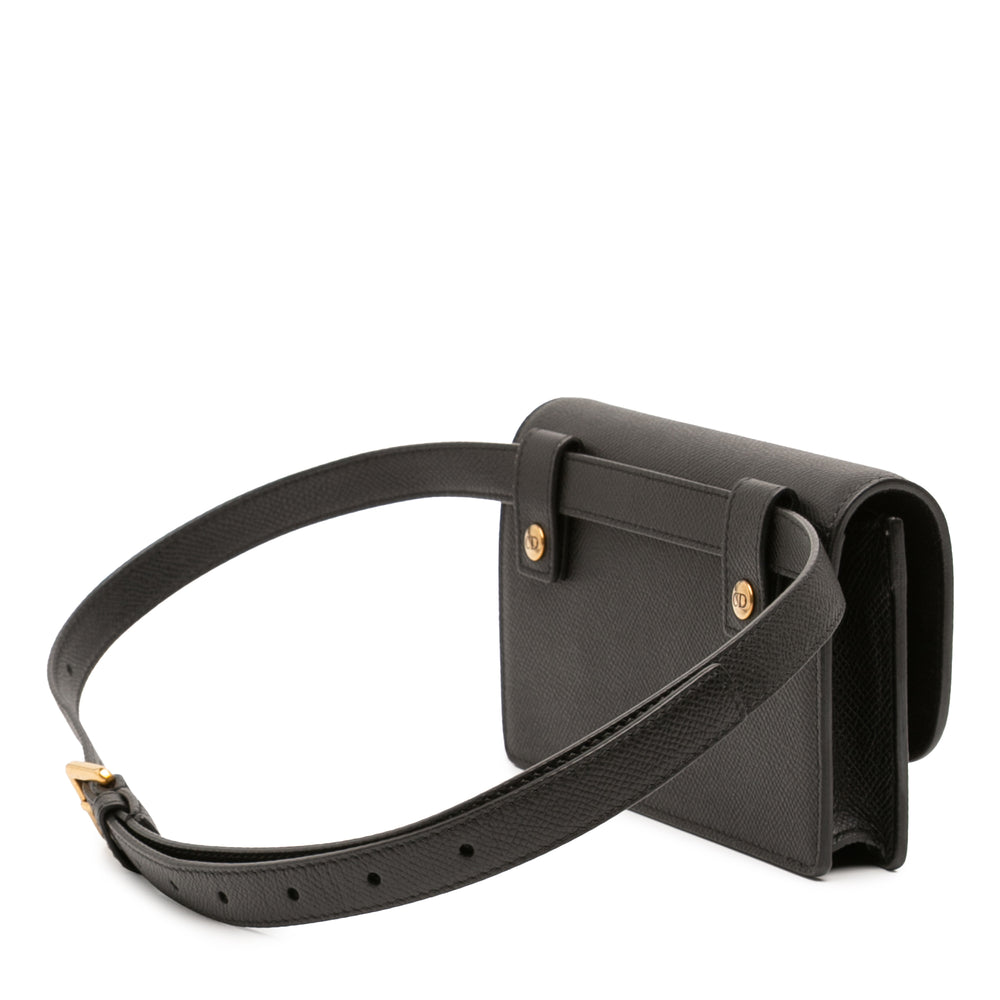Dior grainé Saddle Ceinture Pochette Cuir de veau grainé Noir – vue 2 – GABY PARIS