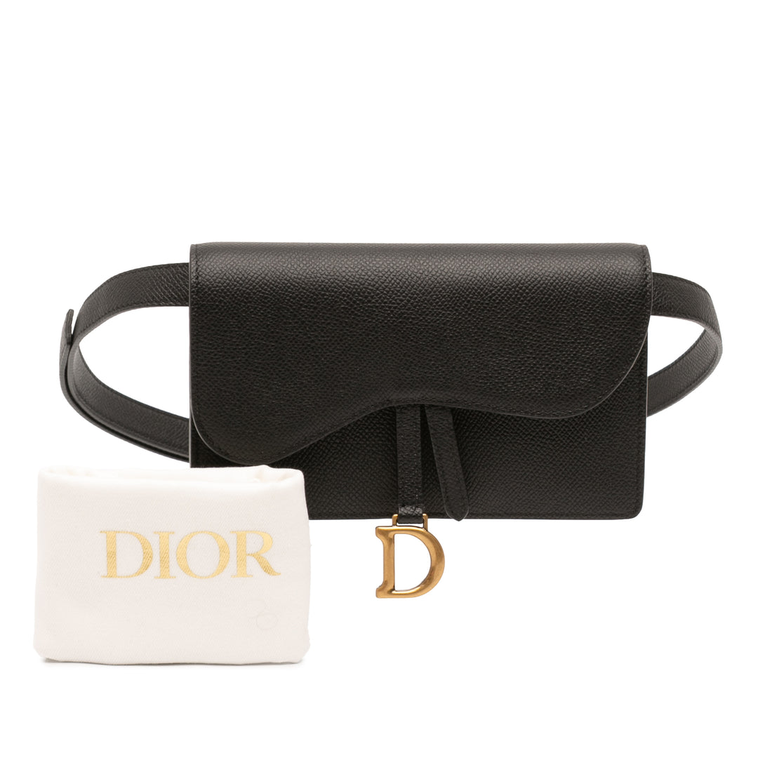 Dior grainé Saddle Ceinture Pochette Cuir de veau grainé Noir – vue 7 – GABY PARIS