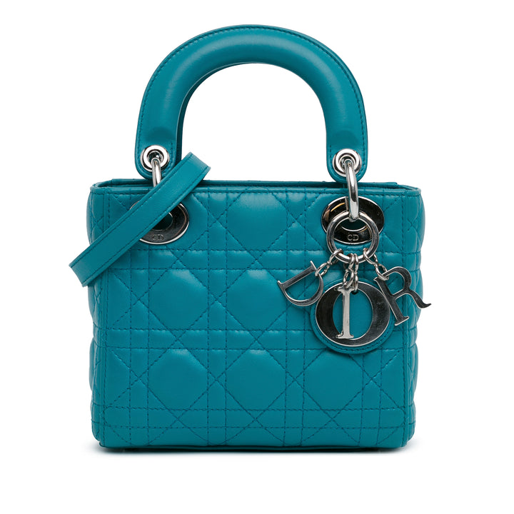 Mini Lambskin Cannage Lady Dior Blue - Gaby Paris