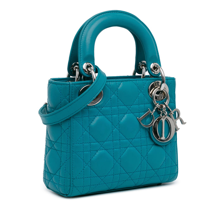 Mini Lambskin Cannage Lady Dior Blue - Gaby Paris