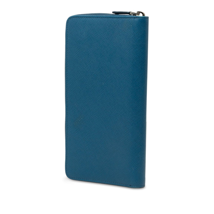 Prada Portefeuille Zippé Portfolio Saffiano Bleu – vue 2 – GABY PARIS