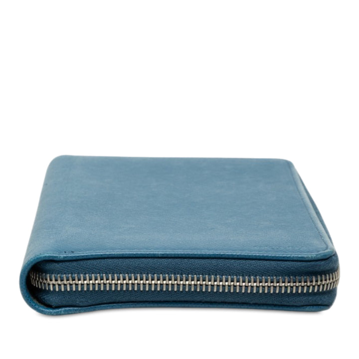Prada Portefeuille Zippé Portfolio Saffiano Bleu – vue 3 – GABY PARIS