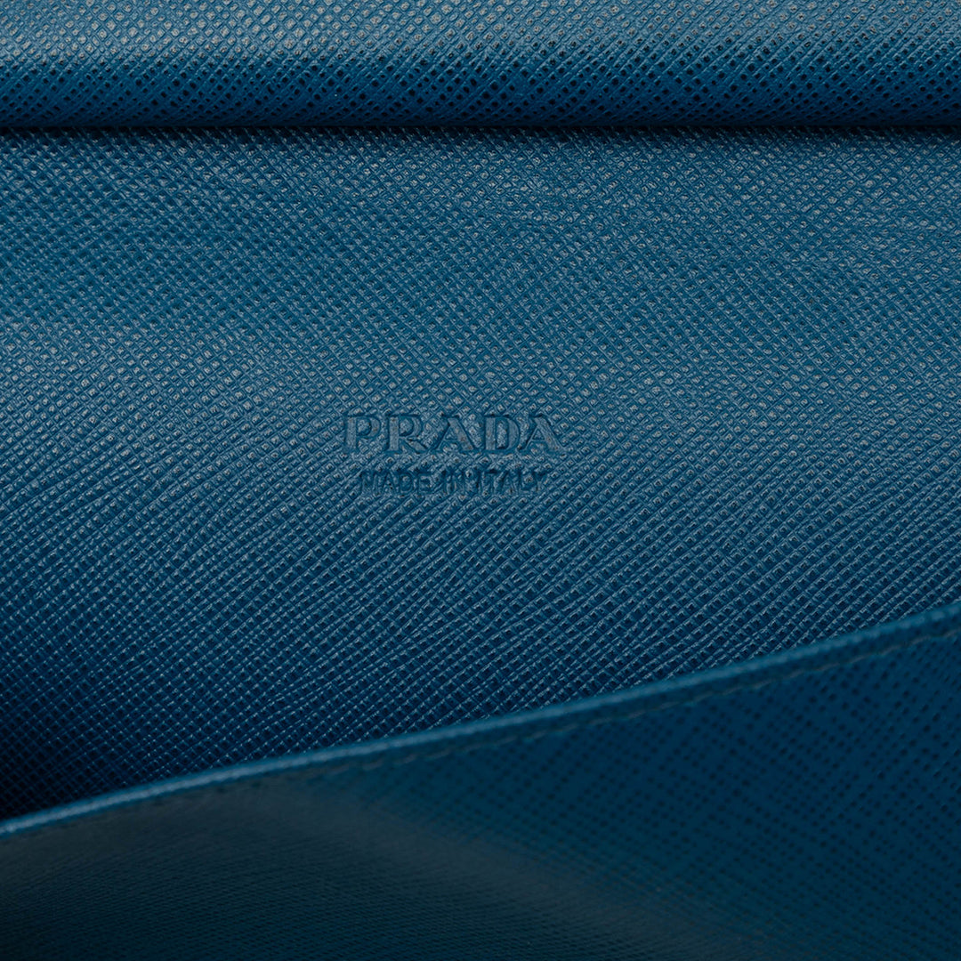 Prada Portefeuille Zippé Portfolio Saffiano Bleu – vue 6 – GABY PARIS