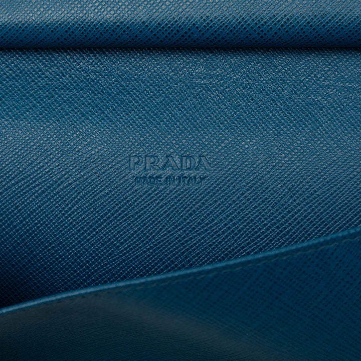 Prada Portefeuille Zippé Portfolio Saffiano Bleu – vue 6 – GABY PARIS