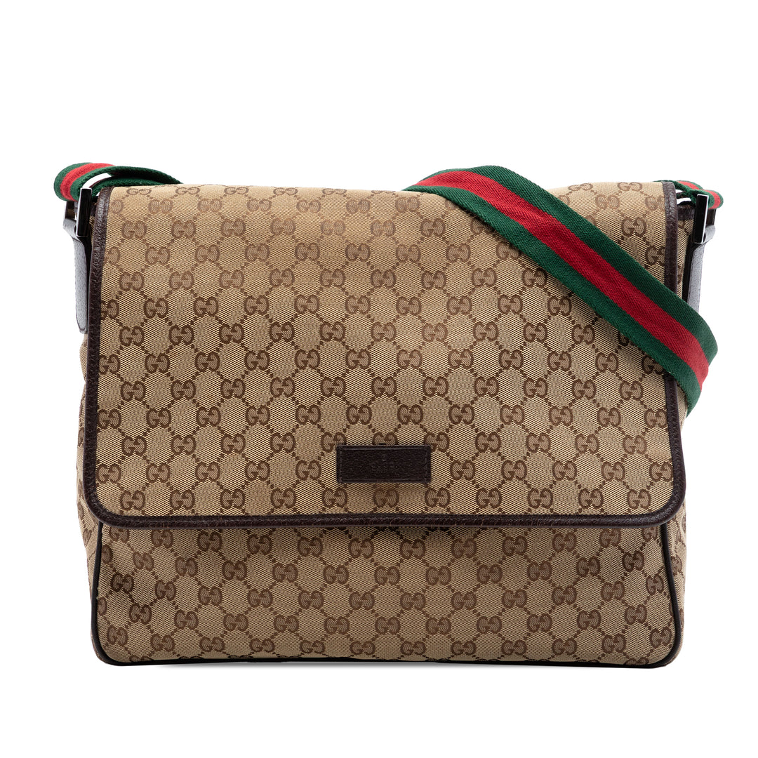 Gucci GG Web à rabat Sac Messenger Toile