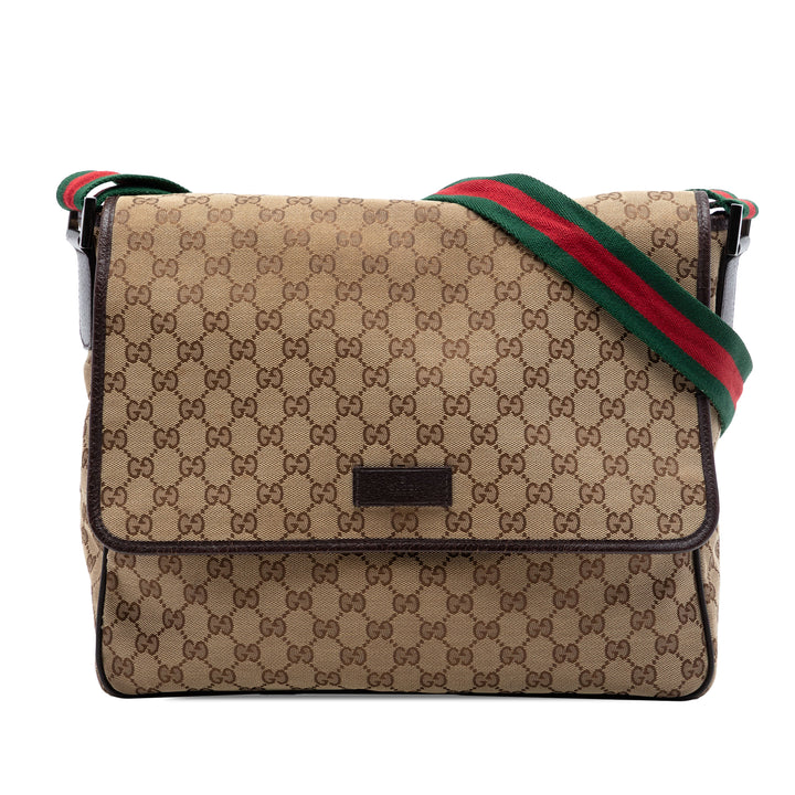 Gucci GG Web à rabat Sac Messenger Toile