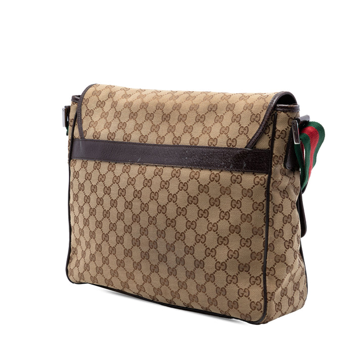 Gucci GG Web à rabat Sac Messenger Toile