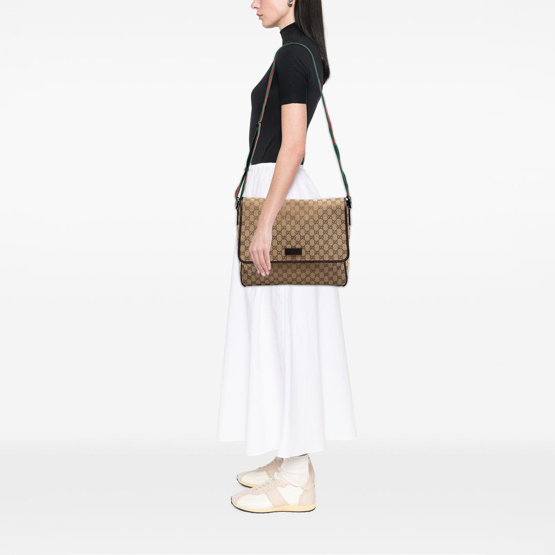 Gucci GG Web à rabat Sac Messenger Toile
