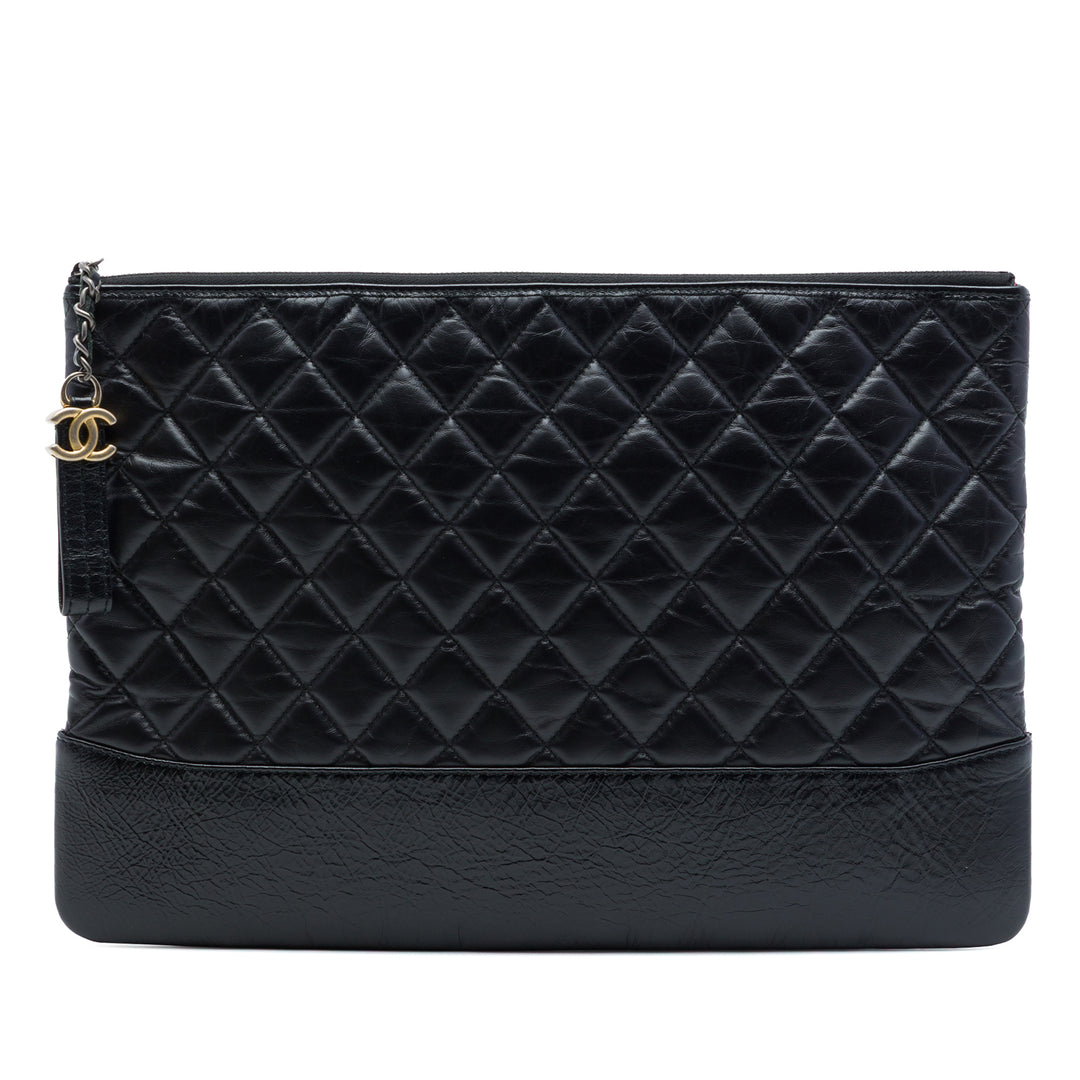 Chanel Large vieilli Cuir de veau Gabrielle O Étui Pochette
