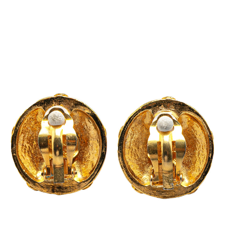 Gold Plated CC Flower Clip On Earrings Gold - Gaby Paris