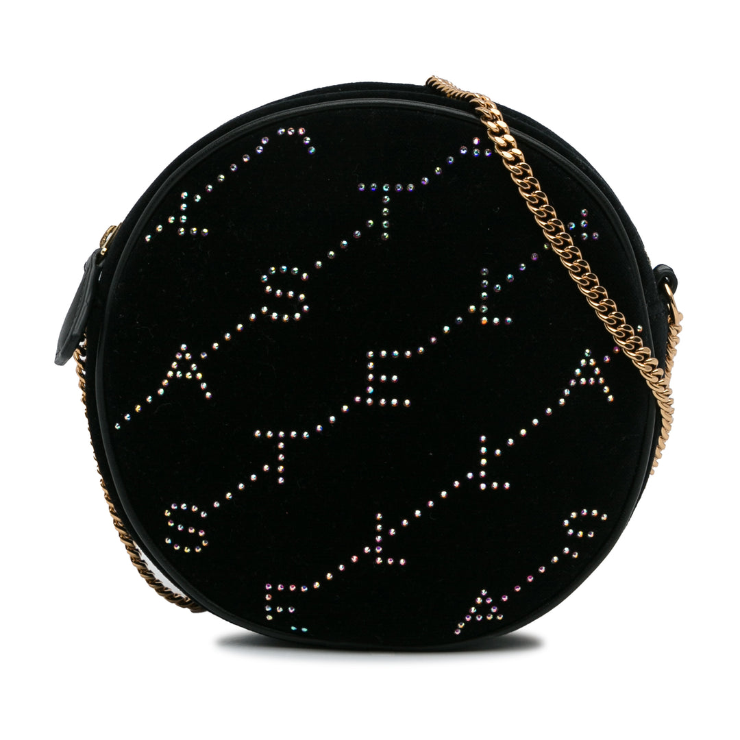 Mini Crystal Monogram Round Crossbody Black - Gaby Paris