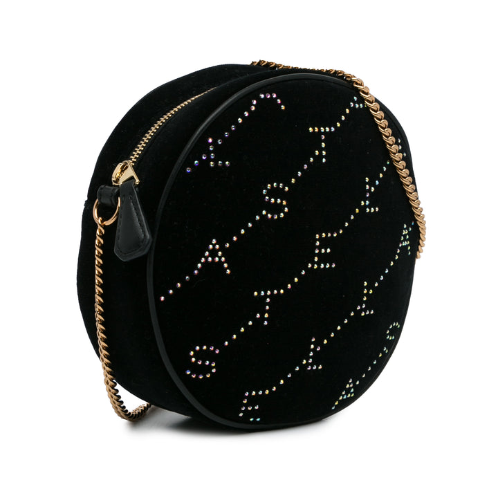 Mini Crystal Monogram Round Crossbody Black - Gaby Paris