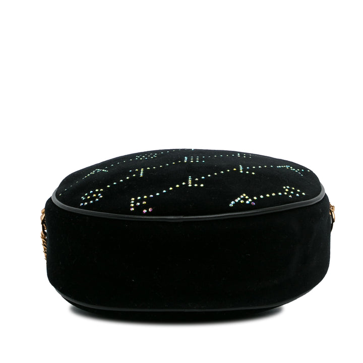 Mini Crystal Monogram Round Crossbody Black - Gaby Paris